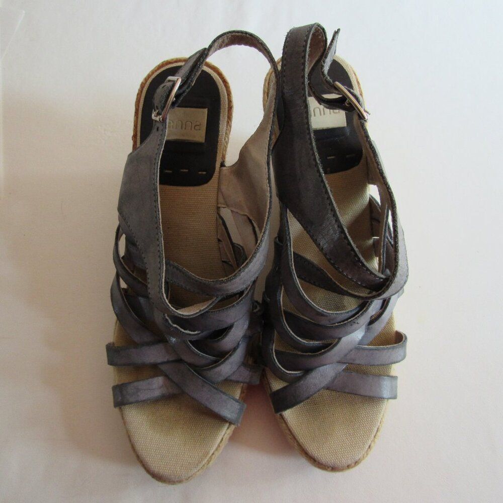 Kanna Blue Espadrille Wedge Strappy Adjustable Strap Sandal Size 38/US Size 7